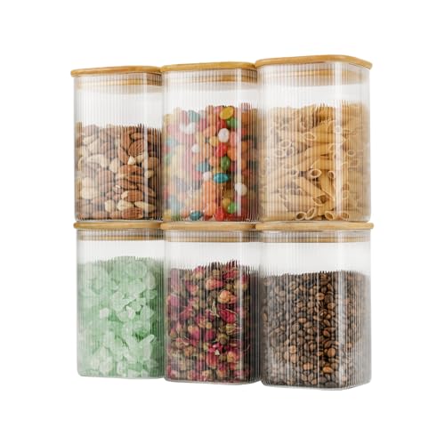 37oz 1.2Qt Square Glass Storage Containers with Lids 6 (6 Count)