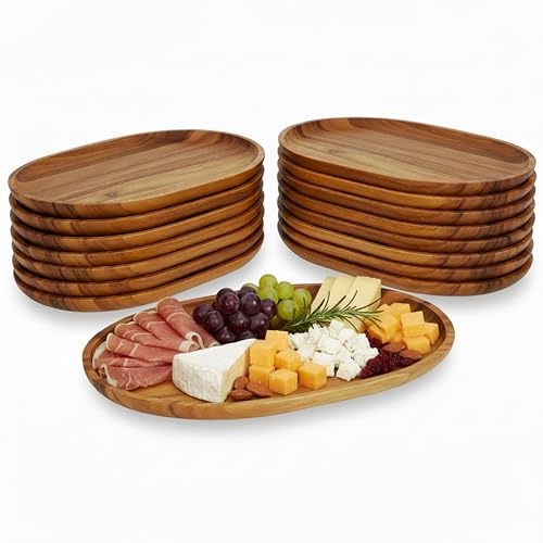 Woodard & Charles Acacia Wood Large Oval Serving Tray (16 Count)