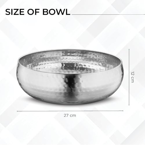 Set of 3 Premium Stainless Steel Salad Mixing Bowl Hammered Finish (3 Count)