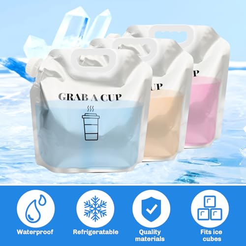 10 Pack Disposable Coffee Dispensers with Handle Coffee Box Cold Hot Beverage Dispenser COFFEE Carrier with Handle Take Out Camping Water Storage Containers Water Bag for Hiking (10 Count)
