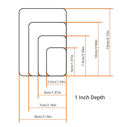 Rounded Rectangle Cookie Cutter Stainless Steel Plaque Cookie Cutters Geometric Frame Cookie Cutters Shapes Molds for Baking 1 Inch Depth (4 Count)
