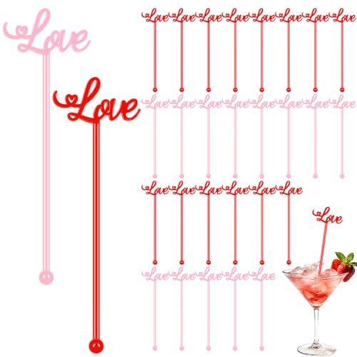 36Pcs Valentines Day Cocktail Stirrers Pink Coffee Bar Supplies