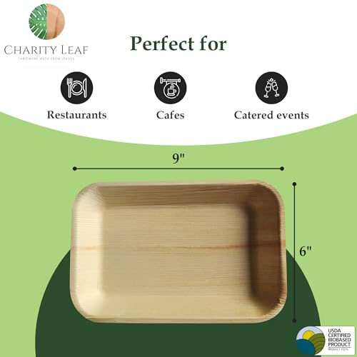 1000 Pack 9"x6" Disposable Bamboo Trays (1000 Count)
