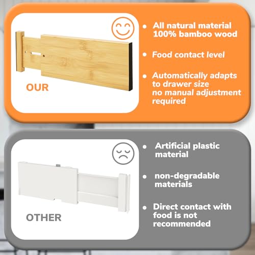 4" High Bamboo Drawer Dividers (4 Count)