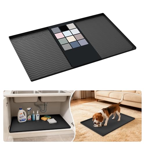 Waterproof Silicone Under Sink Mat 31'' x 22'' Shelf Liner for Kitchen and Bathroom