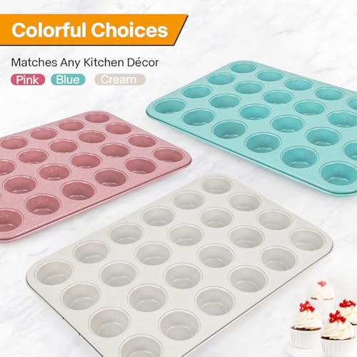 2-Pack 24-Cup Mini Muffin Pan, Ceramic Nonstick Cupcake Tin for Bite-Sized Treats (2 Count)