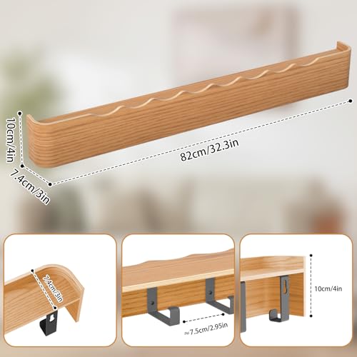 Wooden Wall Mounted Coat Rack with Shelf and Hidden Metal Hooks