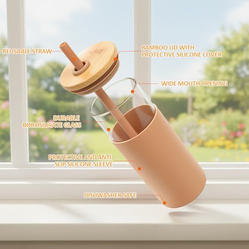 32 oz Glass Tumbler with Lids and Straws