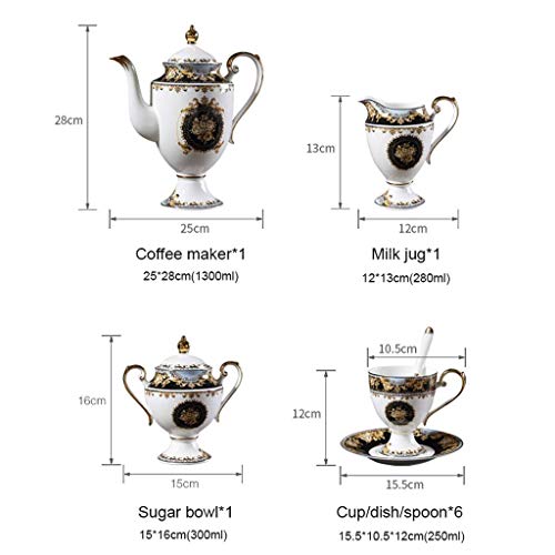 Ceramics Coffee Cup Saucer Set with 21 Pieces Home Porcelain Tea Set with Dish and Teapot European Classical Style Tea Cup and Saucer Set