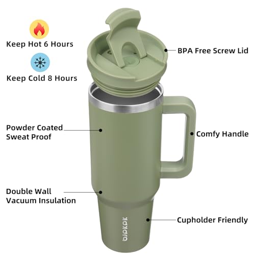40 oz Insulated Tumbler with Handle & Straw