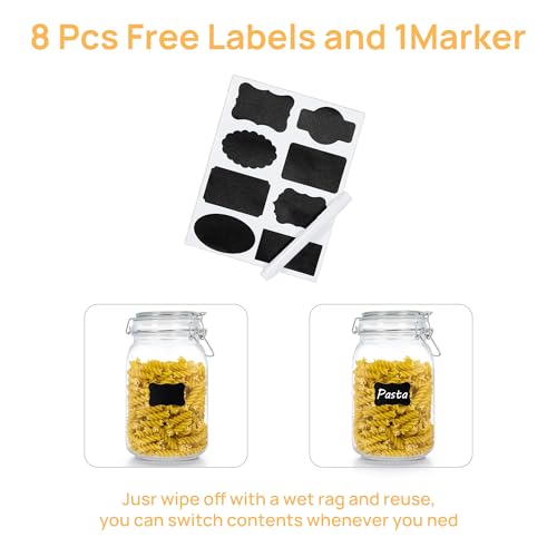 50oz Glass Food Storage Jars with Airtight Clamp Lids (3 Count)