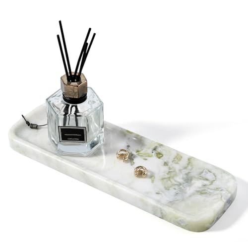 Marble Tray 12"x4" Marble Vanity Tray for Bathroom Kitchen Countertop Sink