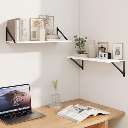 White Deep Floating Shelves for Wall (2 Count)
