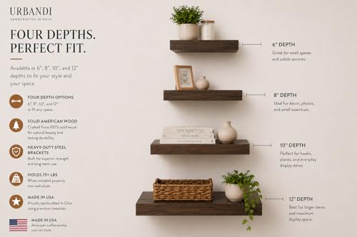 URBANDI Rustic Floating Shelves (2 Count)