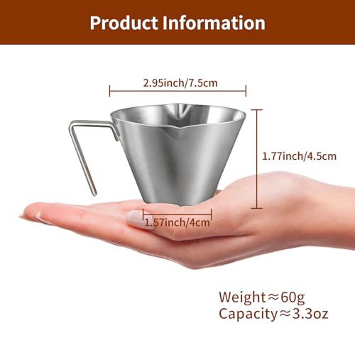 1 Pc Stainless Steel Espresso Shot Cup with Dual Scale