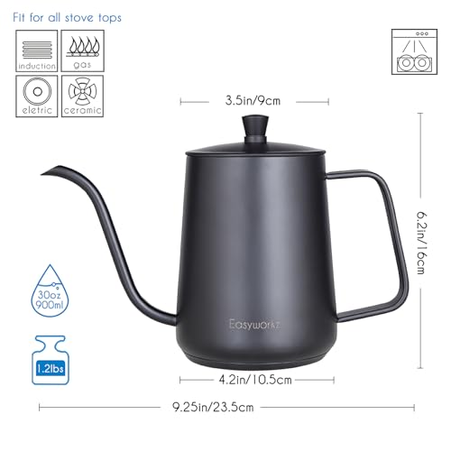 Gooseneck Pour Over Coffee Kettle 30 fl oz Stainless Steel Hand Drip Coffee Pot With Long Narrow Spout