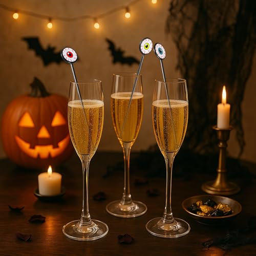 30 Pcs Halloween Swizzle Sticks Horror Eyeball Fall Drink Stirrers