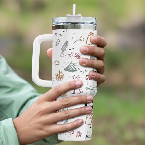 Tumbler 40oz with Handle Lid and Straw