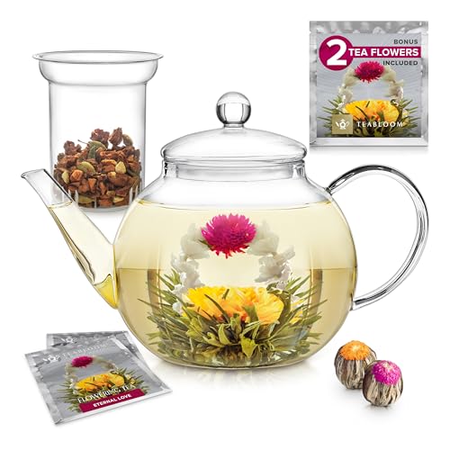 Stovetop & Microwave Safe Glass Teapot with Removable Loose Tea Glass Infuser