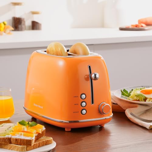 2 Slice Toaster Retro Stainless Steel with Bagel
