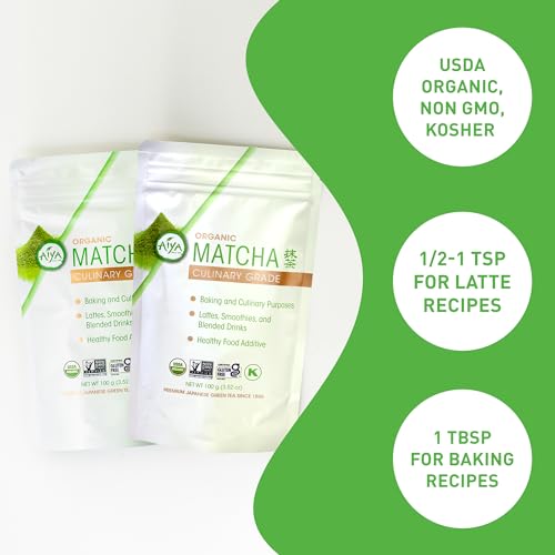 Aiya Certified USDA Organic Culinary Grade Matcha Green Tea Powder (3.5 Ounce)