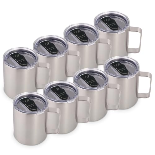 14oz Insulated Stainless Steel Coffee Mug with Lid Bulk 8 Pack (8 Count)