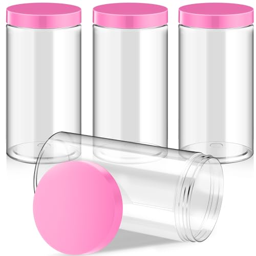4 Pcs Plastic Jars Wide Mouth with Lids (4 Count)