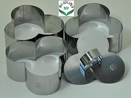 Stainless Steel Dessert Rings 4 Pcs Plum Blossom Shape Molded Starters Appetizers Salads (4 Count)