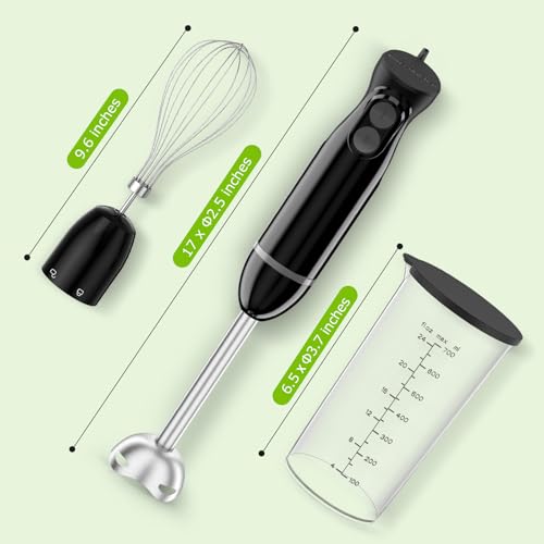 3-in-1 Immersion Blender Handheld with 2 Mixing Speed