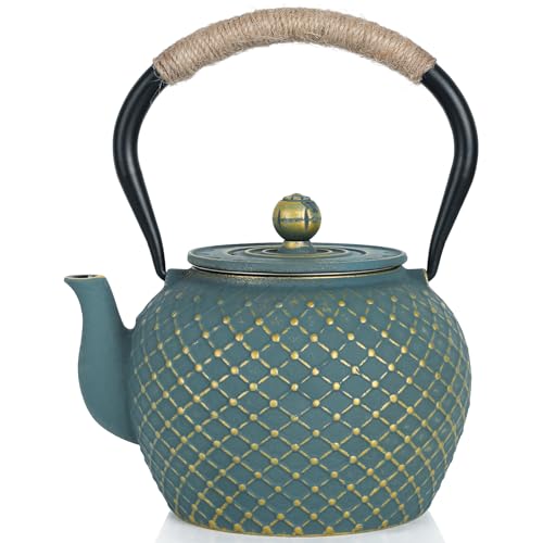 Cast Iron Teapot for Stove Top with Stainless Steel Infuser
