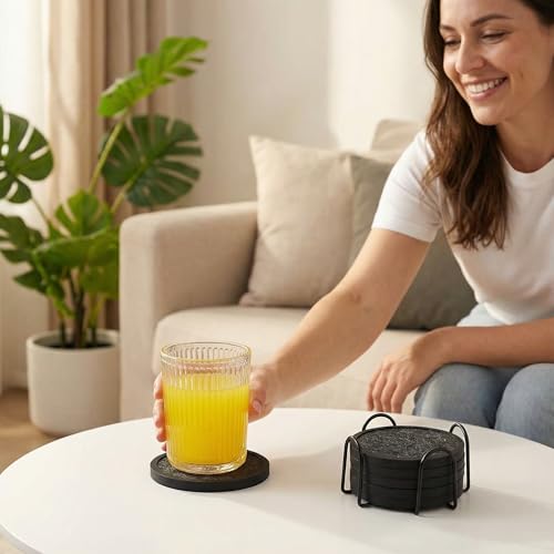 Absorbent Coasters for Drinks with Holder (7 Count)