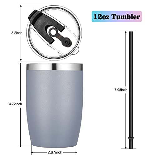 Stainless Steel 12 oz Tumblers bulk Vacuum Insulated Double Wall Travel Tumbler with Lid and Straw Reusable Tumbler (12 Count)