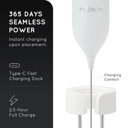 Rechargeable Milk Frother Handheld with Charging Stand