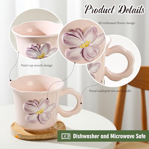 Cute Floral Coffee Mug Set of 4