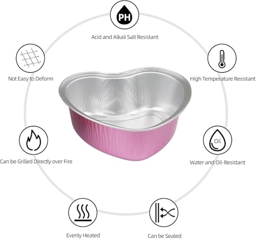Mini Heart Shaped Cake Pans 3.5oz Aluminum Foil Heart Cake Pan with Lids