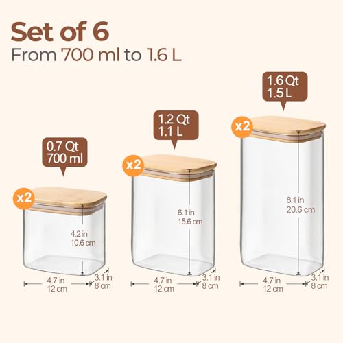 Glass Pantry Storage Containers (6 Count)
