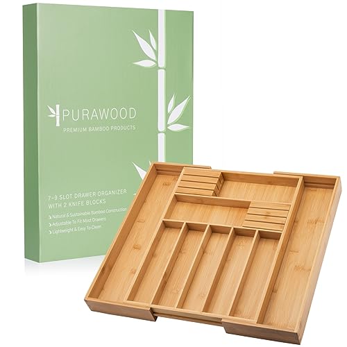 Bamboo Drawer Organizer with Knife Blocks