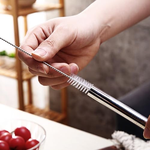 4 Pack 0.4" Wide Bore Reusable Stainless Steel Metal Smoothie Straws (4 Count)