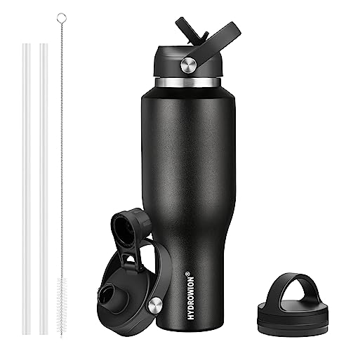 40 oz Insulated Water Bottle with Straw fit in Car Cup Holder