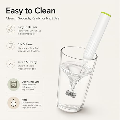 Milk Frother Handheld with 3 Stainless Steel Whisks