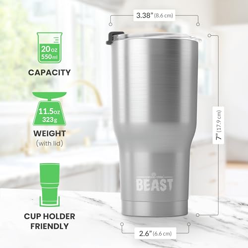 Beast 20 oz Tumbler Stainless Steel Vacuum Insulated Coffee Ice Cup Double Wall Travel Flask
