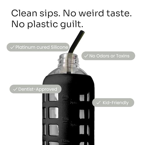 14.5" Stainless Steel Straws with Silicone Tips (10 Count)
