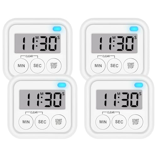 Timer Kitchen Timers for Cooking Classroom Timer for Kids Teachers Digital Magnetic Timers 4 Pack (4 Count)