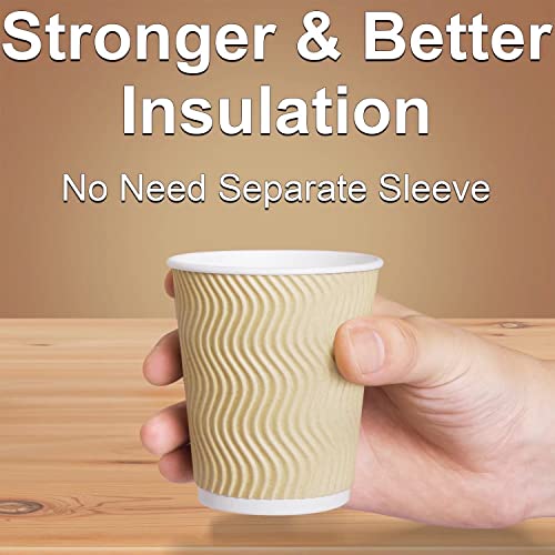 Hot 8 oz Disposable Insulated Corrugated Sleeve Ripple Wall Paper Coffee Cups for Drink
