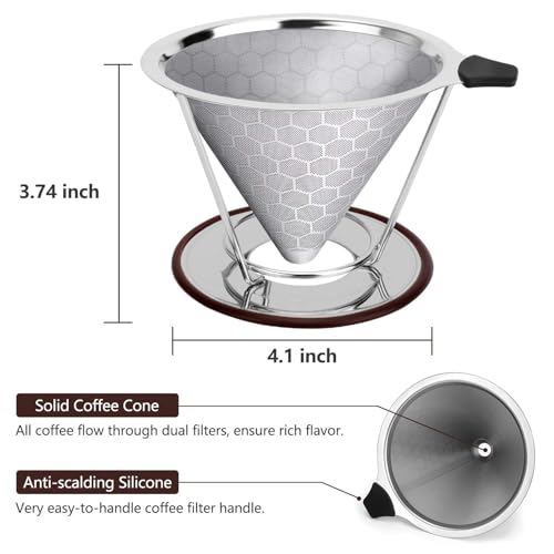 Pour Over Coffee Dripper Reusable Stainless 1