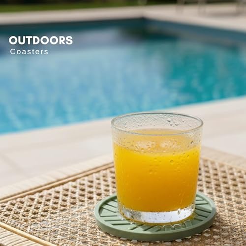 Silicone Coasters Set of 6 with Gold Holder