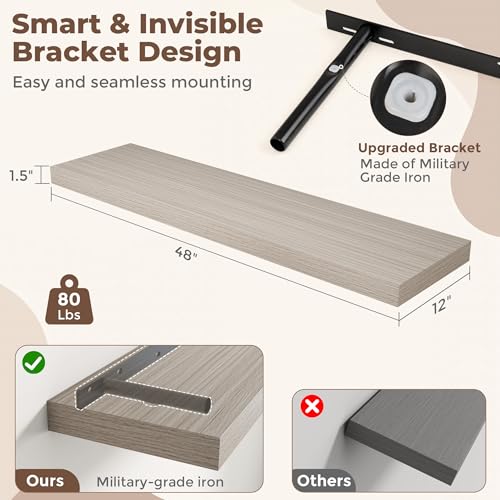 12 Inch Deep Floating Shelves (2 Count)