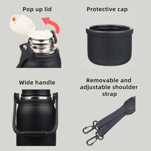 Stainless Steel Insulated Bottle with Handle & Strap