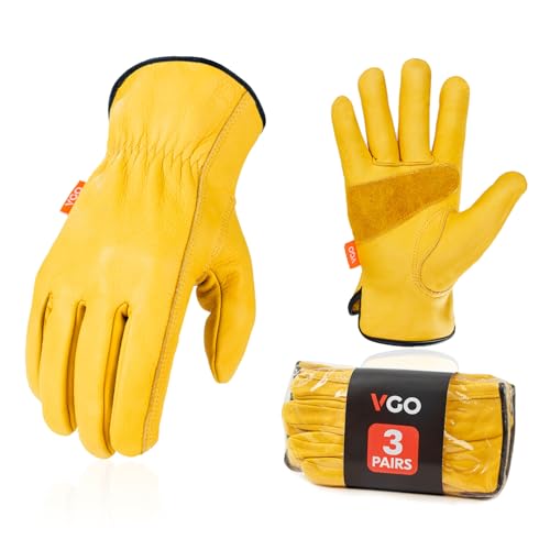 Unlined Full Leather Work Gloves (3 Count)