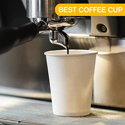 White Disposable Paper Coffee Cups with Lids (50 Count)